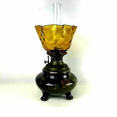 Buy Weller Louwelsa Art Pottery Footed Oil Lamp W/ Bradley & Hubbard Oil Burner  • 359.64£