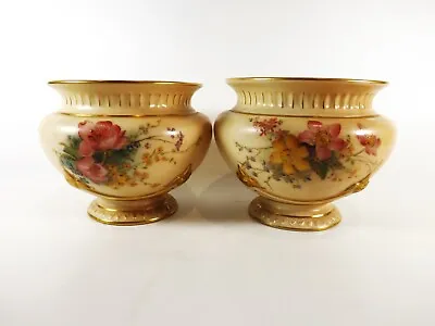 Buy Pair Of Antique Royal Worcester Vases Dated 1905-1906 / Hand Painted Ref 588/2 • 44£