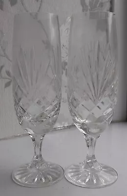 Buy Set Of 2  Cut  Crystal Champagne  Flutes Nice Detail Size 18 X 6 Cm • 13.99£