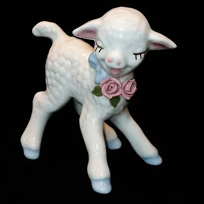 Buy Vintage Lamb Baby Sheep Figurine Cordelia Ohio USA W Pink Roses • 14.66£