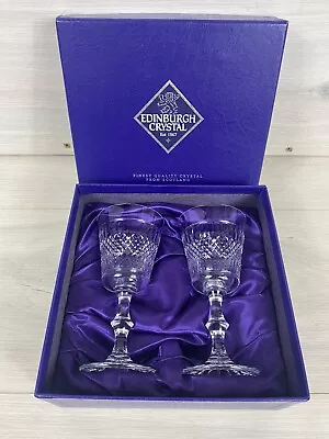 Buy 2 X Vintage Edinburgh Crystal Glass Highland Port Sherry Liqueur Glasses 14cm .. • 19.95£