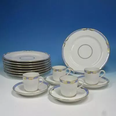Buy Limoges France China - Art Deco Blue Leaves - 4 Cups, 4 Saucers, 8 Plates • 47.16£