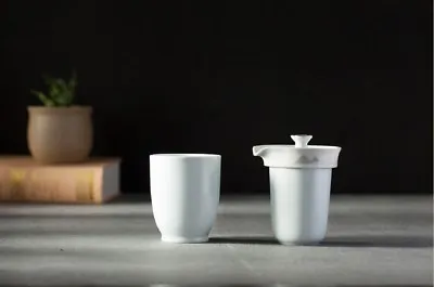 Buy “Sunrise” Chinese Tea Set - 3 Pieces Ding Kiln White Light Blue Color Porcelain • 14.50£