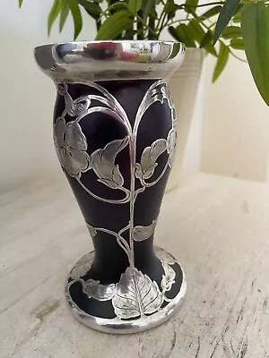 Buy Loetz Or Kralik Bohemian Art Nouveau Iridescent Glass Vase Silver Overlay • 625£