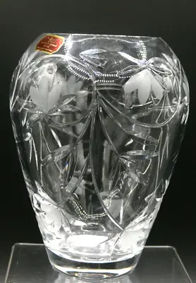 Buy Doulton International Cut Crystal Etched Vase,Fushia 17cm H,Beautiful Heavy Vase • 32£