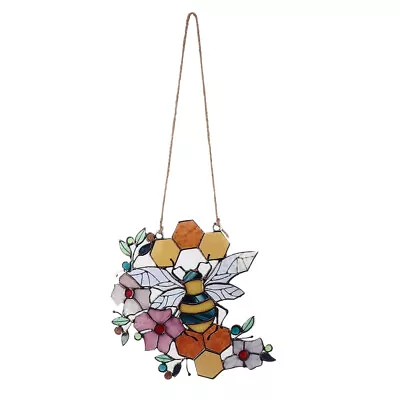Buy  Stained Glass Suncatcher Honeycomb Hanging Decor Bee Blessing Pendant Household • 13.79£