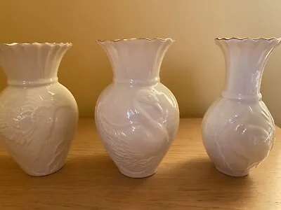 Buy JOB LOT OF BELLEEK Irish Porcelain Bird Pattern Vases • 15£