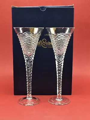 Buy Royal Brierley Crystal Ice Cut Boxed Pair Of 26.5cm Champagne Toasting Flutes • 95£