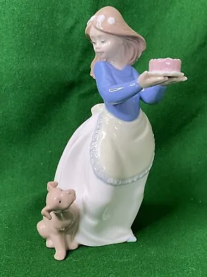 Buy Nao By Lladro Figurine 'Puppy's Birthday' Girl Holding Cake With Dog • 31£