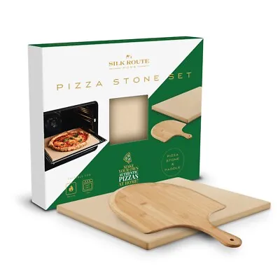 Buy Ceramic Pizza Stone 38cm X 30cm With Bamboo Pizza Paddle -  Set By Silk Route • 19.99£