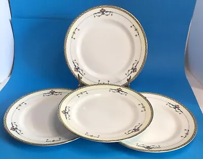 Buy Set (4) Antique CLEVELAND CHINA TOKIO Luncheon PLATE PINK ROSES ON SCROLLS • 18.92£