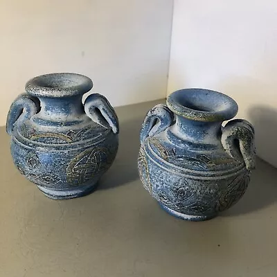 Buy Vintage Studio Pottery Wales Celtic Scottish Amphora Vase 4.5ins Tall Pair • 50£