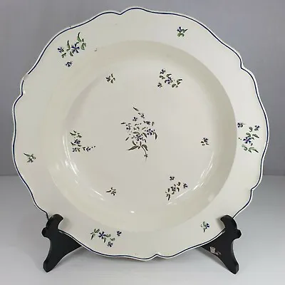 Buy Large Antique 19th Century Leeds Creamware Bowl / Dish Decorated Flowers 42cm • 299£