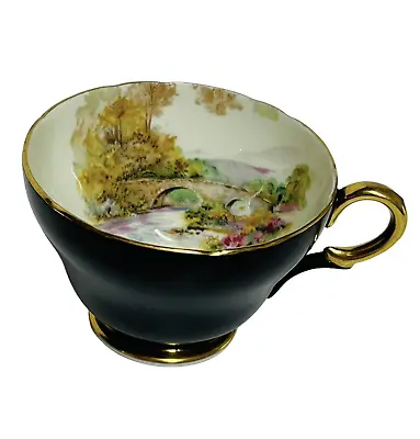 Buy Shelley Black Bone China Gold Gilded Garden Footed Tea Cup ONLY England Rare HTF • 71.56£
