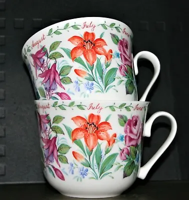 Buy Roy Kirkham Breakfast Cups Set Of TWO 'Flowers' Fine Bone China Selected Seconds • 15£