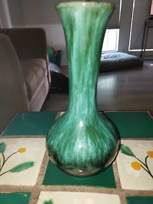 Buy Vintage Blue Mountain Pottery 9  Vase Canada Blue Green Drip Glaze Redware • 10.10£