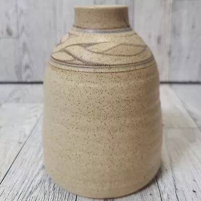 Buy Pottery Vase Tan Speckled Braid Print Stoneware Native American? Signed 4.75 H • 43.33£