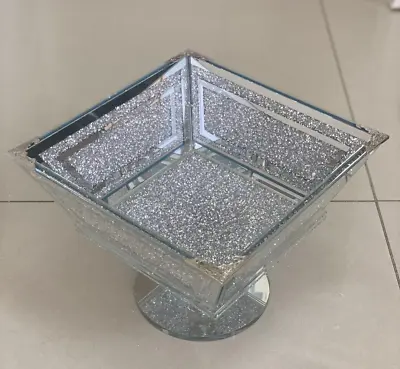 Buy Crushed Diamond Crystal Filled NEW Fruit Bowl Silver Edges Kitchen Large • 44.99£