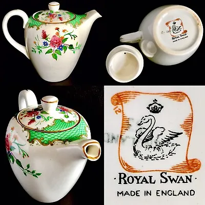 Buy Rare Vintage (1950s) Booths & Colclough Pottery “Royal Swan” Teapot (8”, 500g) • 250£