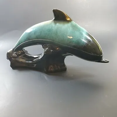 Buy Vintage Blue Mountain Pottery Dolphin 13  Green Black Glaze Canada Mid Century • 25.93£