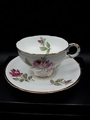 Buy Vintage Footed Adderley Teacup And Saucer Rose Floral English Bone China ~M358~ • 13.72£