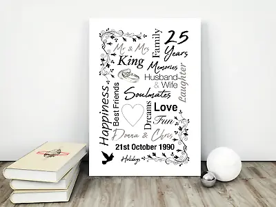 Buy New Personalised Anniversary Print/Picture A4 Wedding Gifts, Use Your Own Words • 10.95£