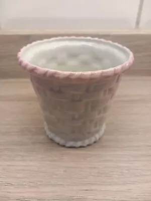 Buy Early Worcester China Basket Weave Small Plant Pot Pink White • 4.99£