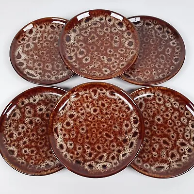 Buy Kernewek Pottery Side Plates 16cm Brown Honeycomb Lava Glaze Cornwall Vintage • 22£