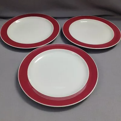 Buy Set Of 3 X Wedgwood Windsor Grey  Burgundy Red 9¾ Inch Dinner Plates  • 26.95£