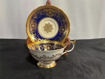 Buy Aynsley China Tea Cup & Saucer Bone China Cobalt Blue Snowflake Gold Gilt C852 • 76.71£
