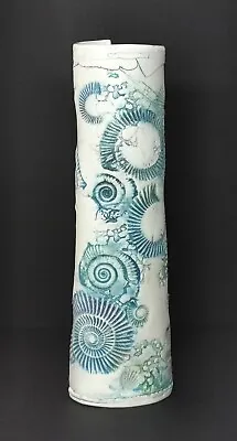 Buy Sarah Rooms Heaphy Studio Pottery Ammonite Design Cylinder Vase Impressed Stamp • 69£