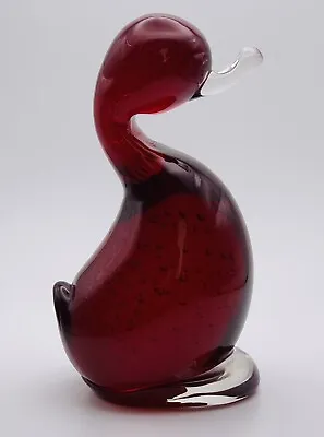 Buy Whitefriars Glass Classic Ruby Red Controlled Bubbles Duck • 35£