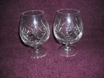Buy Pair Of Royal Brierley Crystal Cut Glass 5  Brandy Glasses, Excellent Condition. • 19.99£