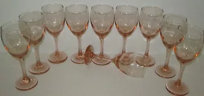 Buy Vintage Pink Wine Glasses Water Goblets Stemware 8 Oz  Set Of 10 • 53.04£