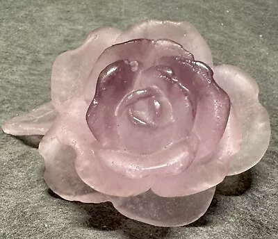 Buy Signed Daum France Pate De Verre Rose Paperweight Sculpture Glass Crystal French • 217.16£