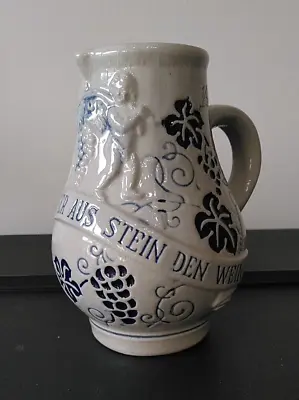 Buy Vintage Wick Werke German Salt-Glaze Stoneware Relief Wine Pitcher • 16.50£