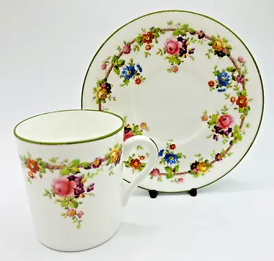 Buy Antique Coalport China Cup And Saucer - Pattern 8552/G Green Trim • 29.99£