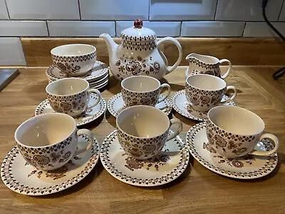 Buy Johnson Brothers Jamestown Tea Set - Teapot, Milk Jug, 6x Cups & Saucers • 10£