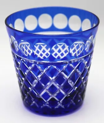 Buy Baccarat Style Cut Crystal Whiskey Glass Cobalt Blue Cut To Clear  • 57.19£