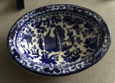 Buy Burleigh Ware Peacock Pattern  Soap Dish Blue & White 13cm Across • 2.99£