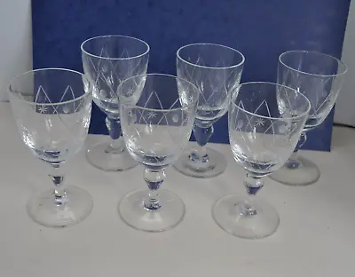 Buy 6 Vintage Crystal Cut Glass Sherry, Aperitif, Port, Liqueur Glasses. Heavy. • 7£