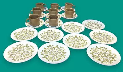 Buy JG Meakin Maidstone Cups & Saucers 8pcs Set & 9Larger Plates Retro Brown Floral. • 36.45£