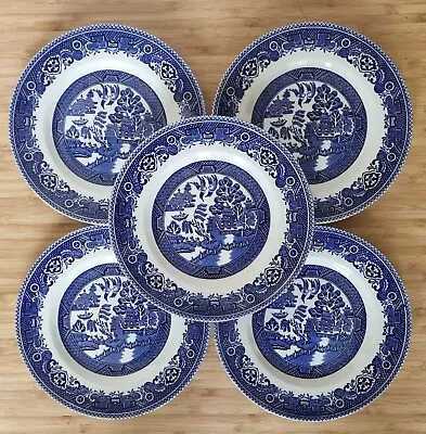 Buy Blue Willow China Myotts England 5 Vintage Small Plates Hand Engraved Pattern • 29£