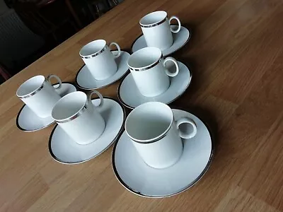 Buy 6 Vintage Thomas Germany Platinum Band Porcelain Coffee Espresso Cups & Saucers • 24.50£