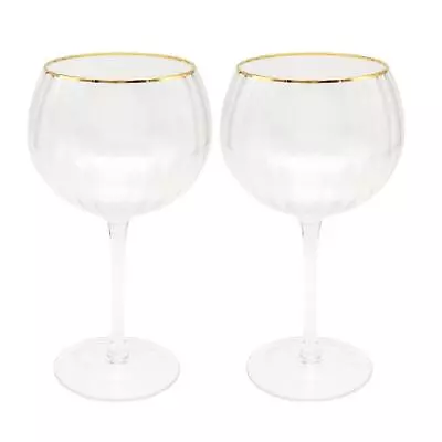 Buy Scalloped Effect Glassware With Gold Rim Set Of 2 -  Gin Glasses • 26.29£