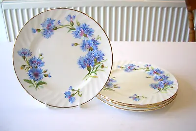Buy Adderley - 4 Vintage Fluted & Gilded Side Tea Plates - Cornflower Pattern • 15£
