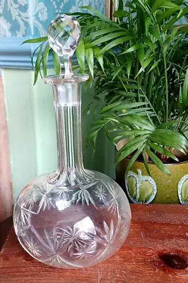 Buy Lovely Antique Vintage Cut Glass Decanter ~ Ball & Shaft/onion Shape • 8£