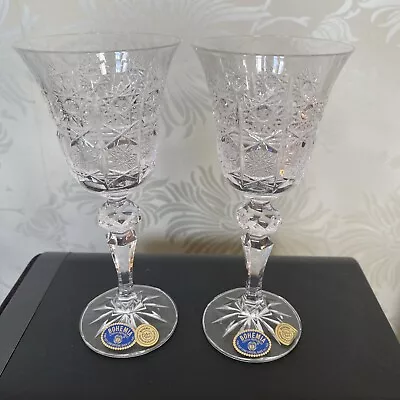 Buy Pair Of Bohemian Cut Glass Wine Or Sherry Glasses • 2.99£