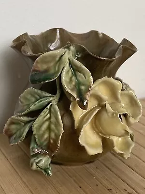Buy Art Nouveau Barbotine Majolica Planter Pottery Pot Roses AS SEEN • 60£
