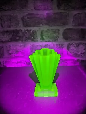 Buy Art Deco Iconic Superb Bagley Uranium Glass Frosted Grantham Vase 4 Inch • 29.99£